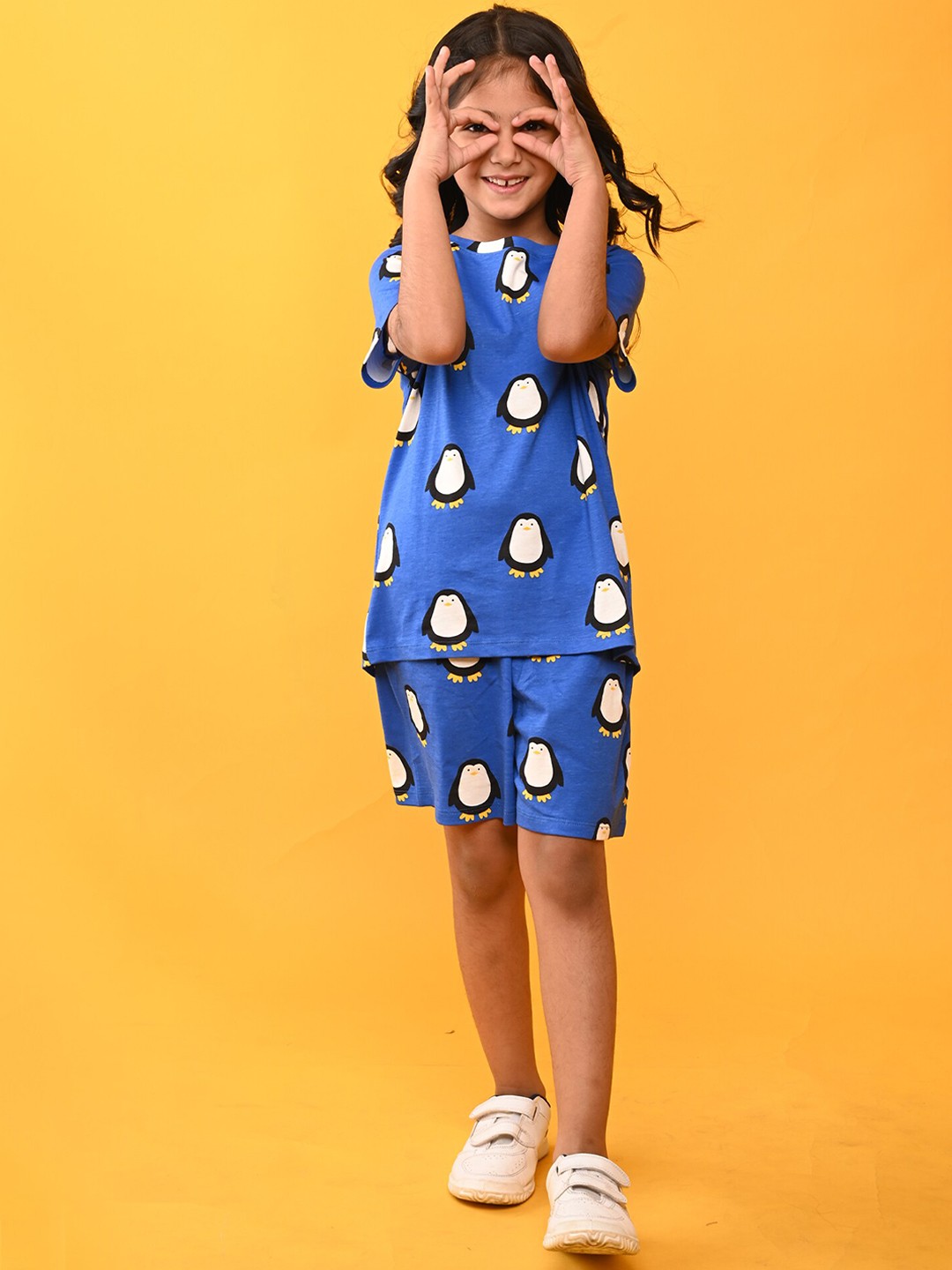 

Anthrilo Kids Conversational Printed Pure Cotton Night Suit, Navy blue