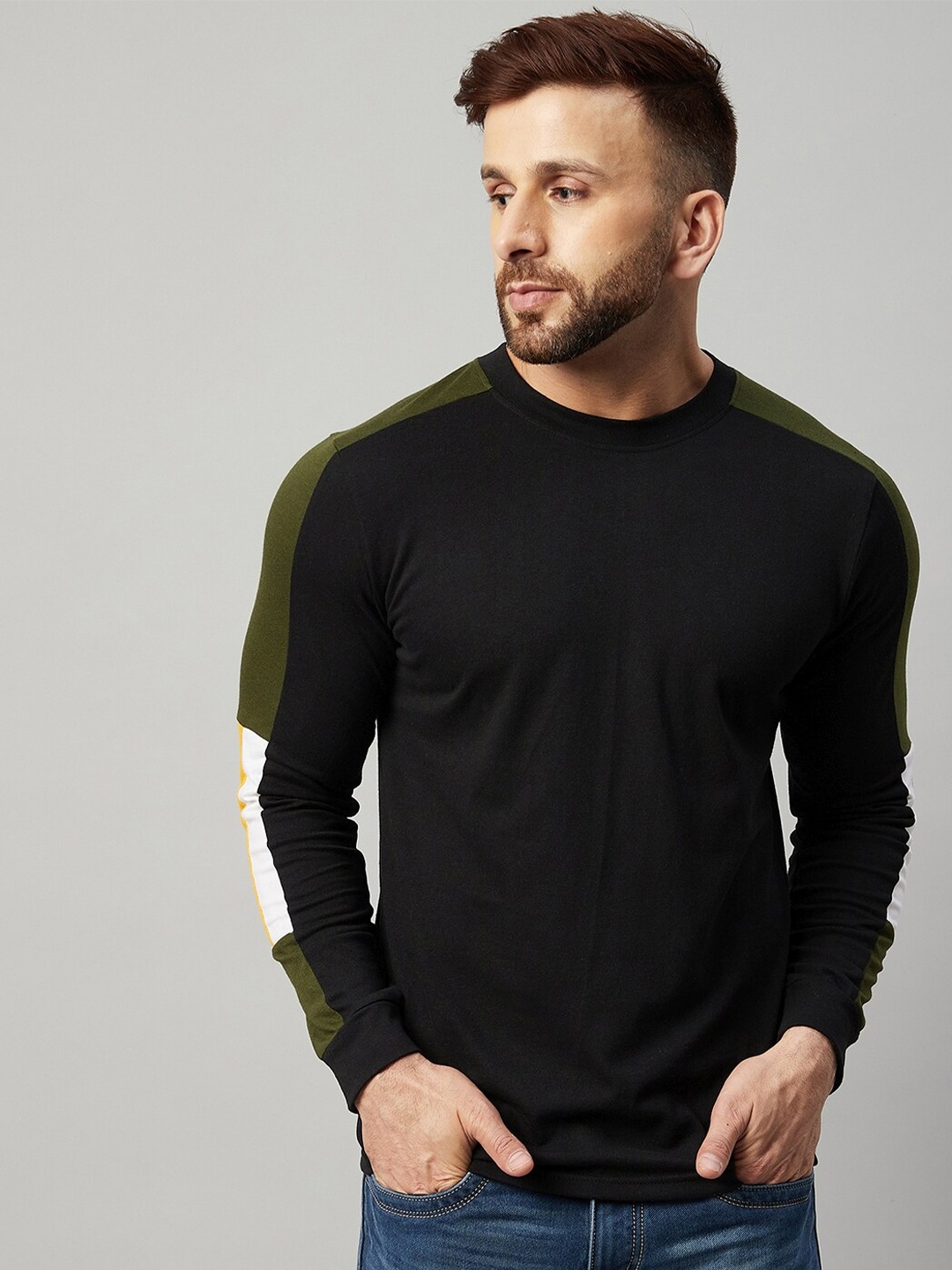 

GRITSTONES Round Neck Long Sleeves T-shirt, Black