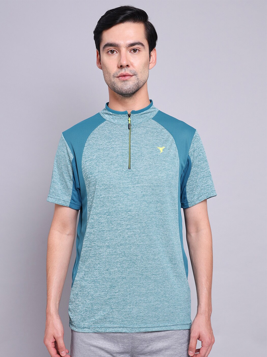 

Technosport Mock Neck Antimicrobial Slim Fit Sports T-shirt, Teal