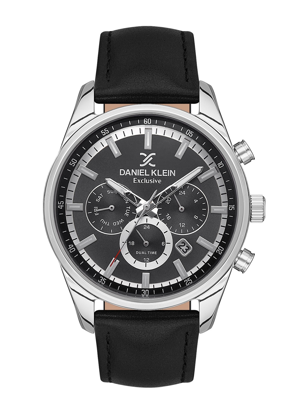 

Daniel Klein Men Dial & Leather Straps Analogue Multi Function Watch DK 1 13350-1, Black