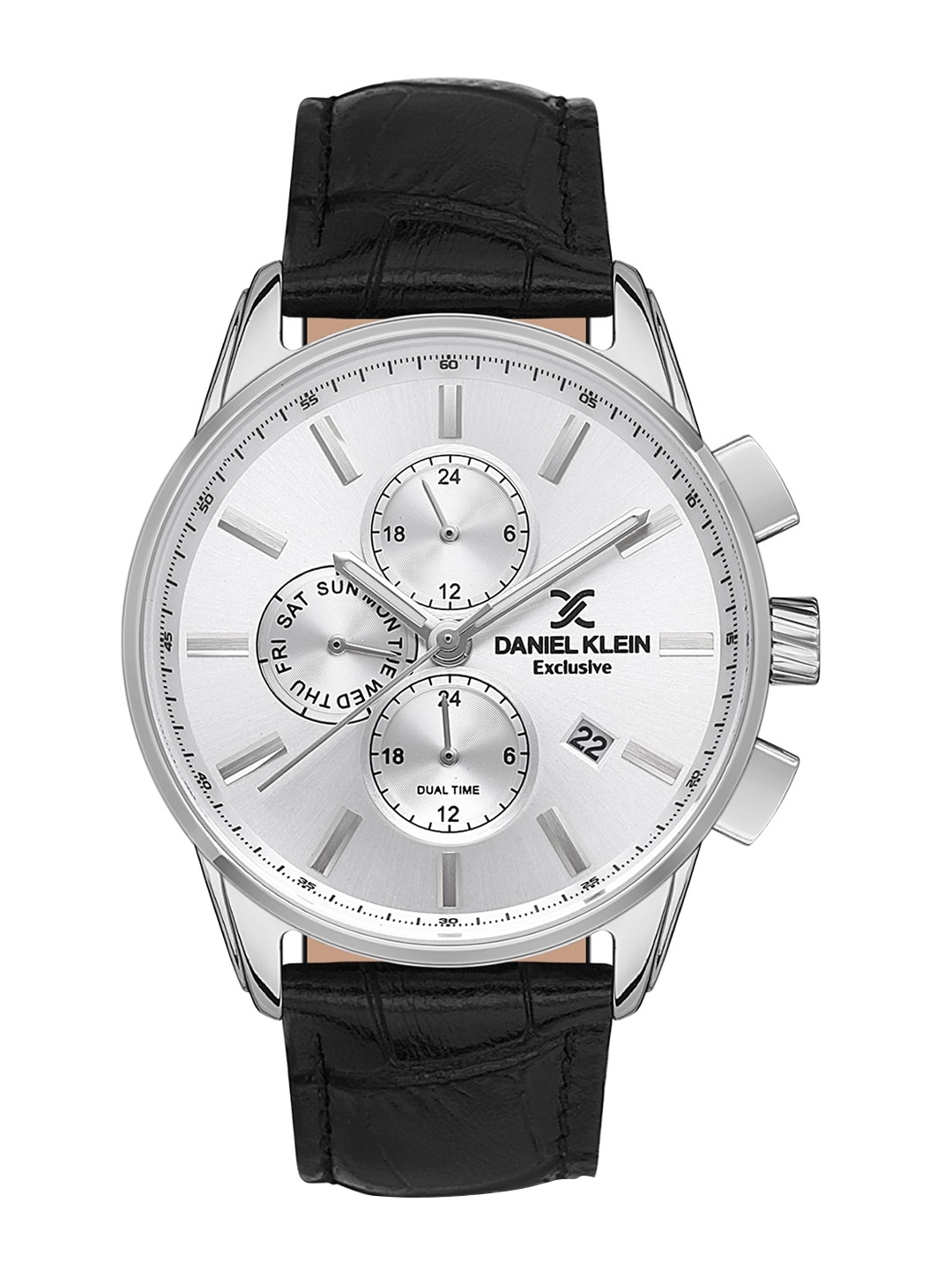 

Daniel Klein Men Dial & Leather Straps Analogue Multi Function Watch DK 1 13385-3, Silver