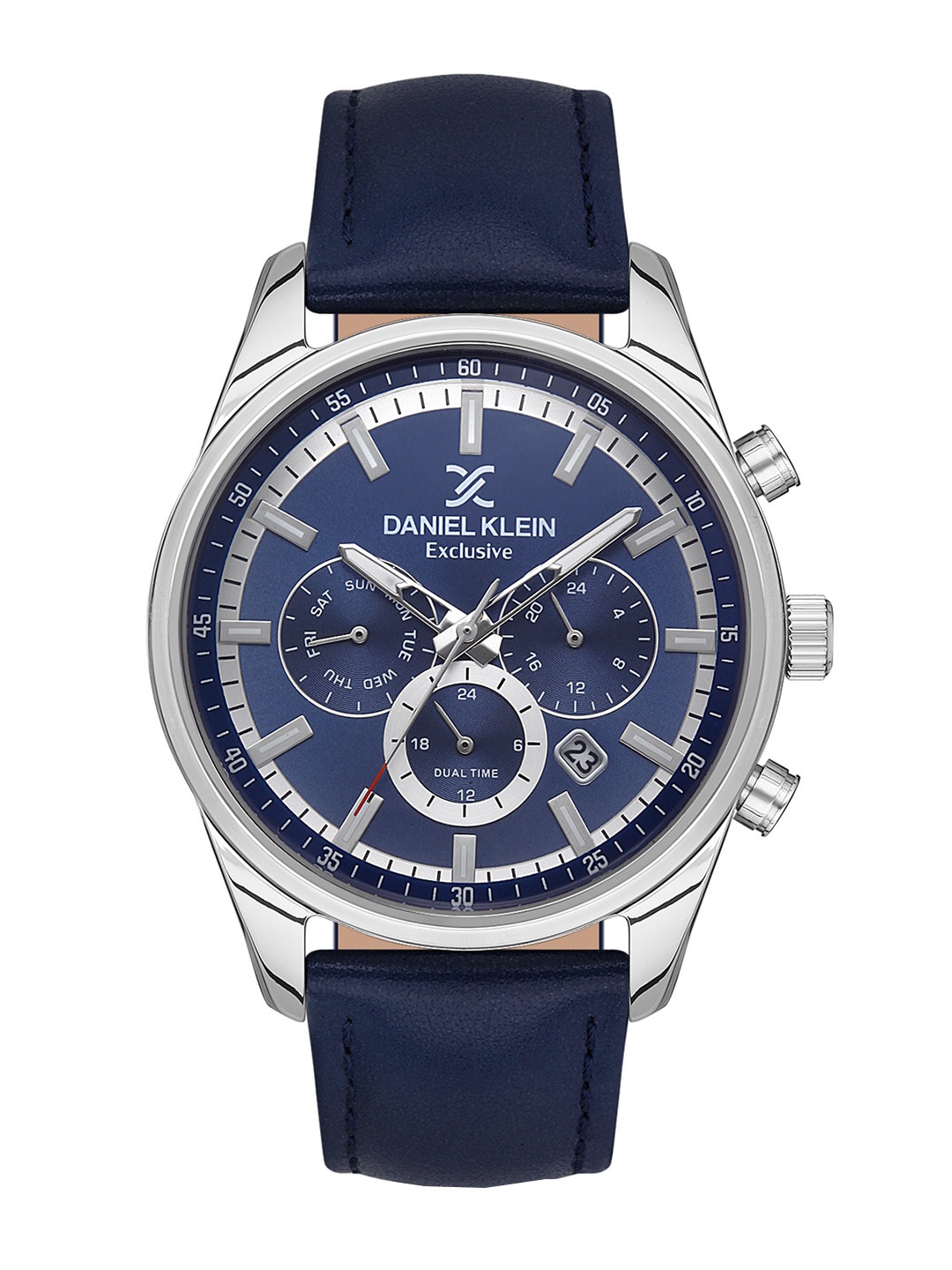 

Daniel Klein Exclusive Men Leather Straps Analogue Multi Function Watch DK.1.13350-2, Navy blue