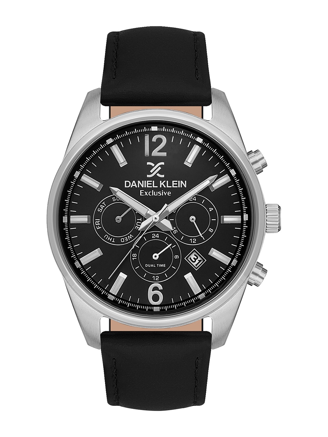 

Daniel Klein Men Leather Straps Analogue Multi Function Watch DK 1 13349-1, Black