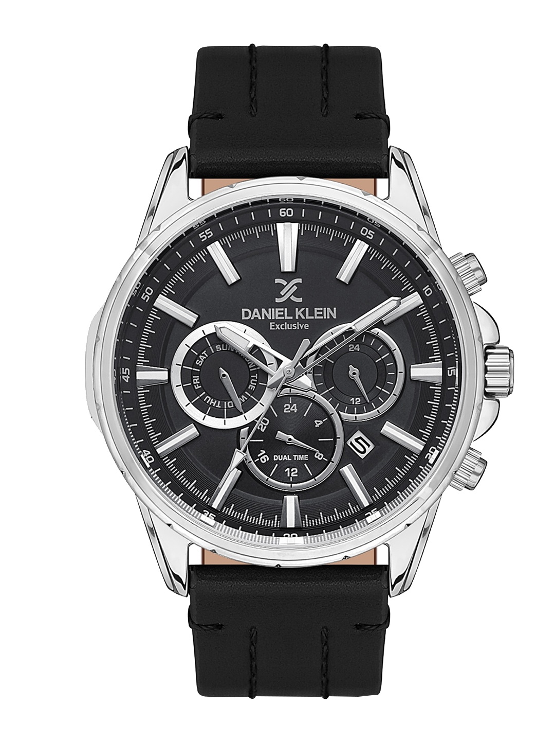 

Daniel Klein Men Leather Straps Analogue Multi Function Watch DK 1 13355-2, Black