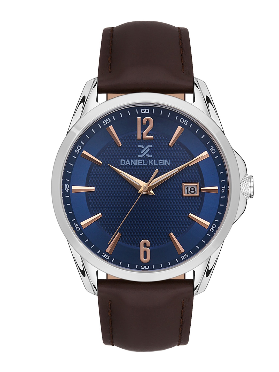 

Daniel Klein Men Textured Dial & Leather Straps Analogue Watch DK.1.13374-3, Blue