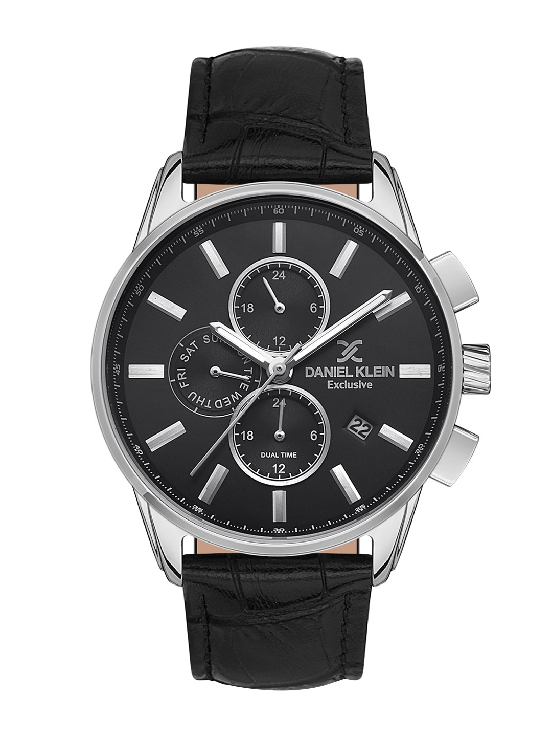 

Daniel Klein Men Dial & Leather Textured Straps Analogue Multi Function Watch DK.1.13385-4, Black