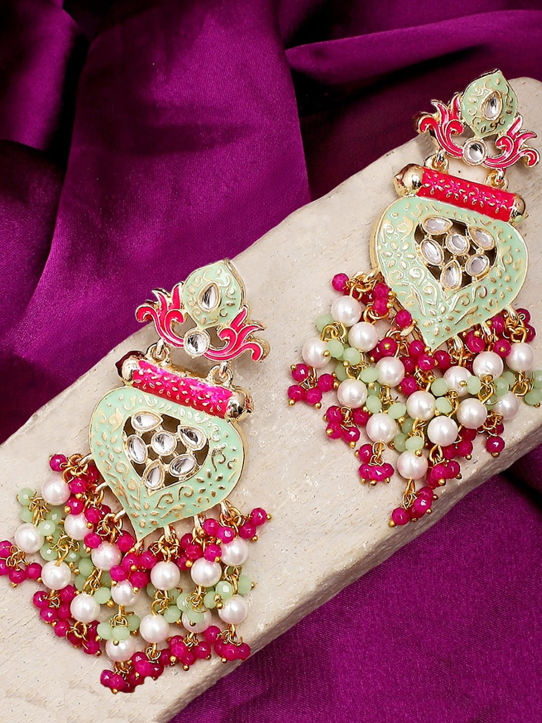 

OOMPH Gold-Plated Kundan Chandbalis Earrings