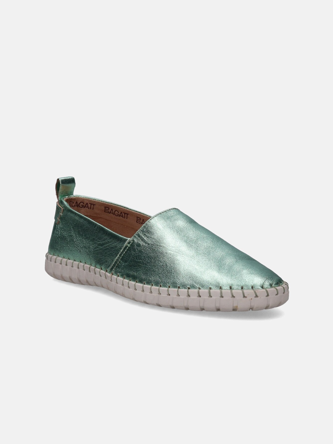 

BAGATT Bali Women Textured Leather Slip-On Sneakers, Green