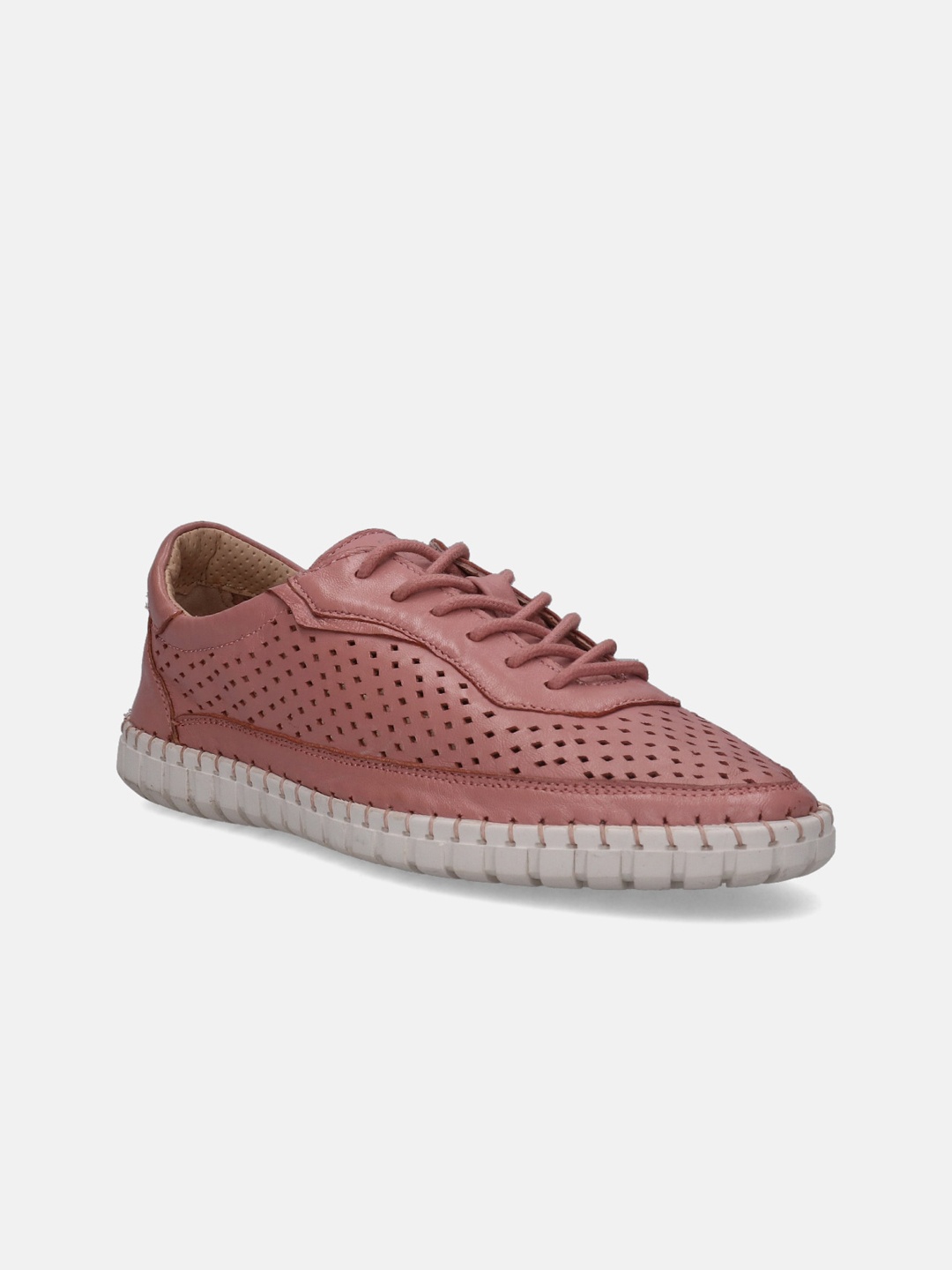 

BAGATT Bali Women Woven Design Leather Sneakers, Pink