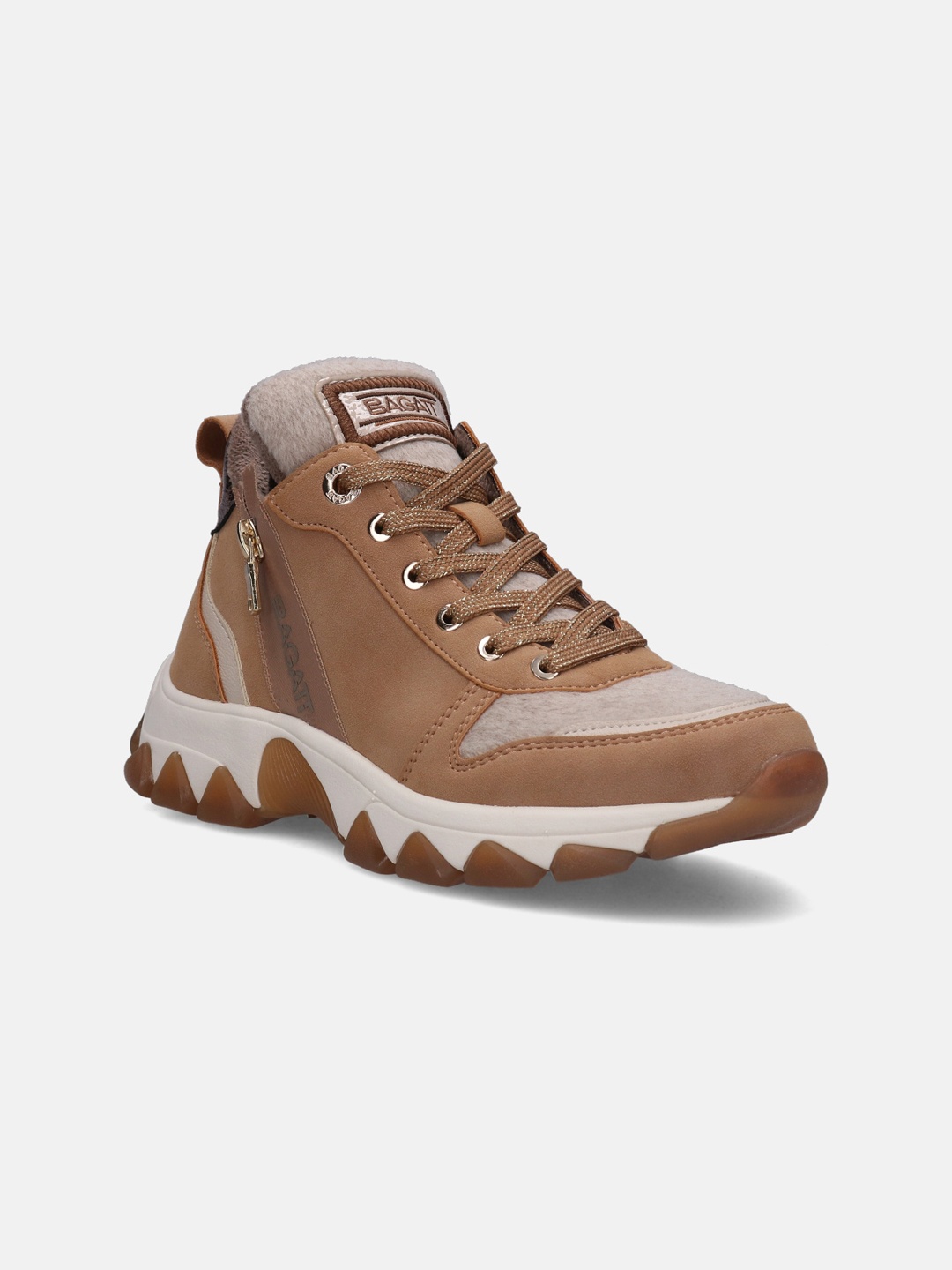 

BAGATT Women Yuki Textured Mid Top Comfort Insole Sneakers, Brown