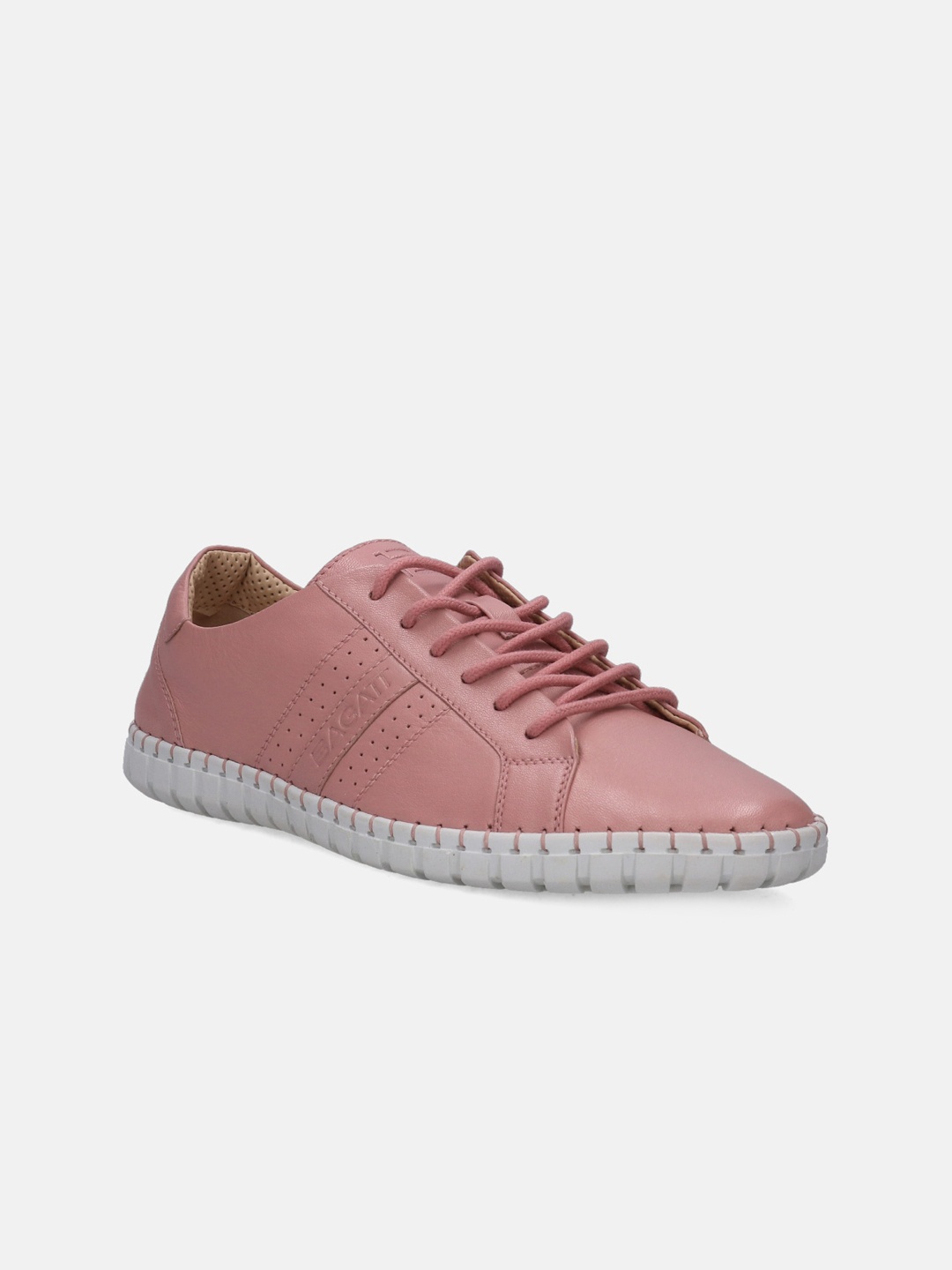 

BAGATT Women Bali Leather Comfort Insole Contrast Sole Sneakers, Pink