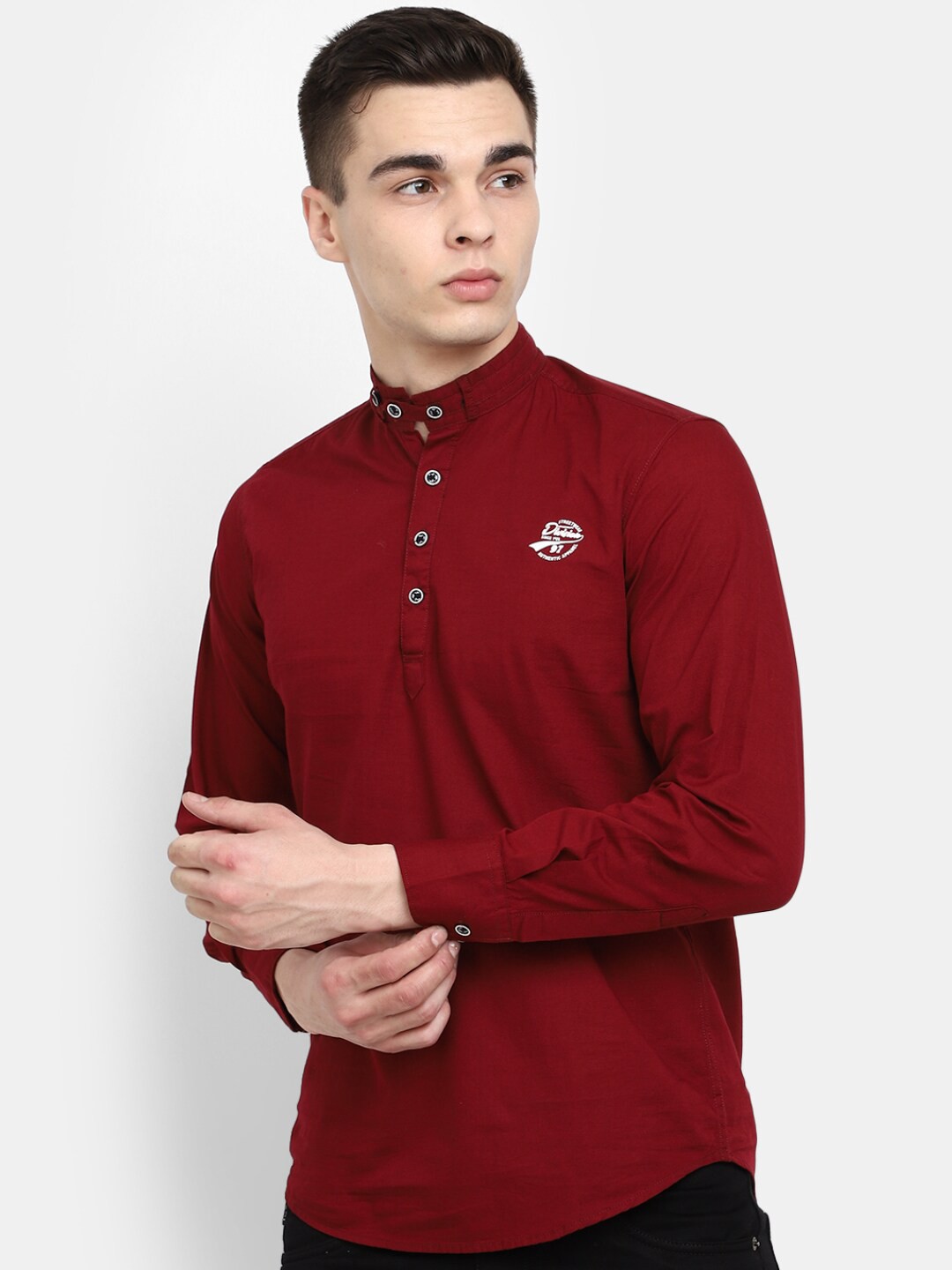 

V-Mart Mandarin Collar Pure Cotton Kurta, Maroon