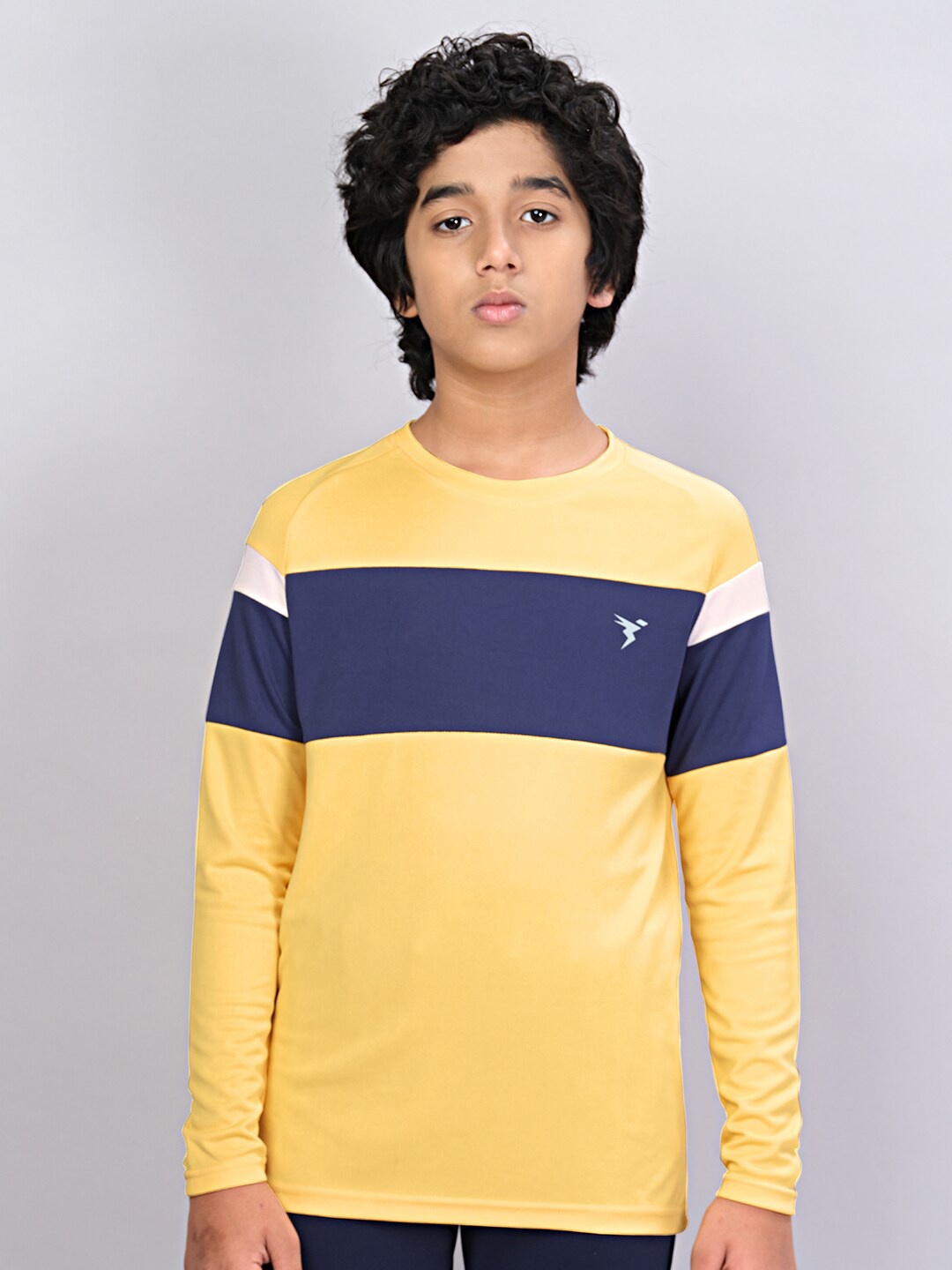 

Technosport Boys Colourblocked Antimicrobial Slim Fit Sports T-shirt, Yellow