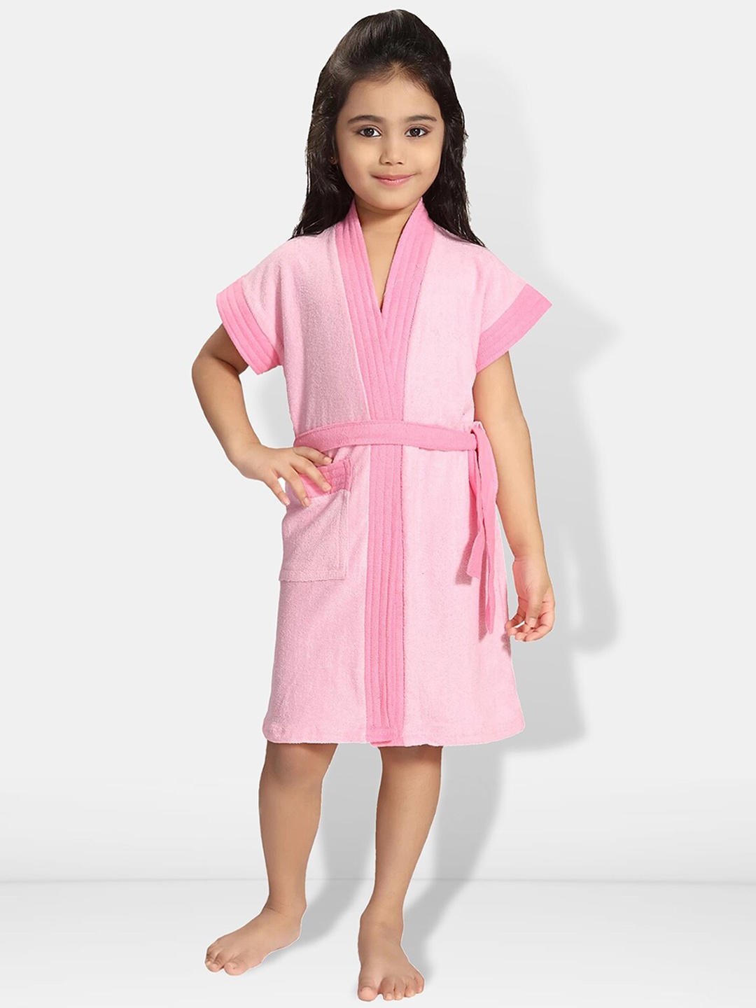 

Be You Girls Terry Cotton Water Absorbent Bath Robe With Belt, Pink