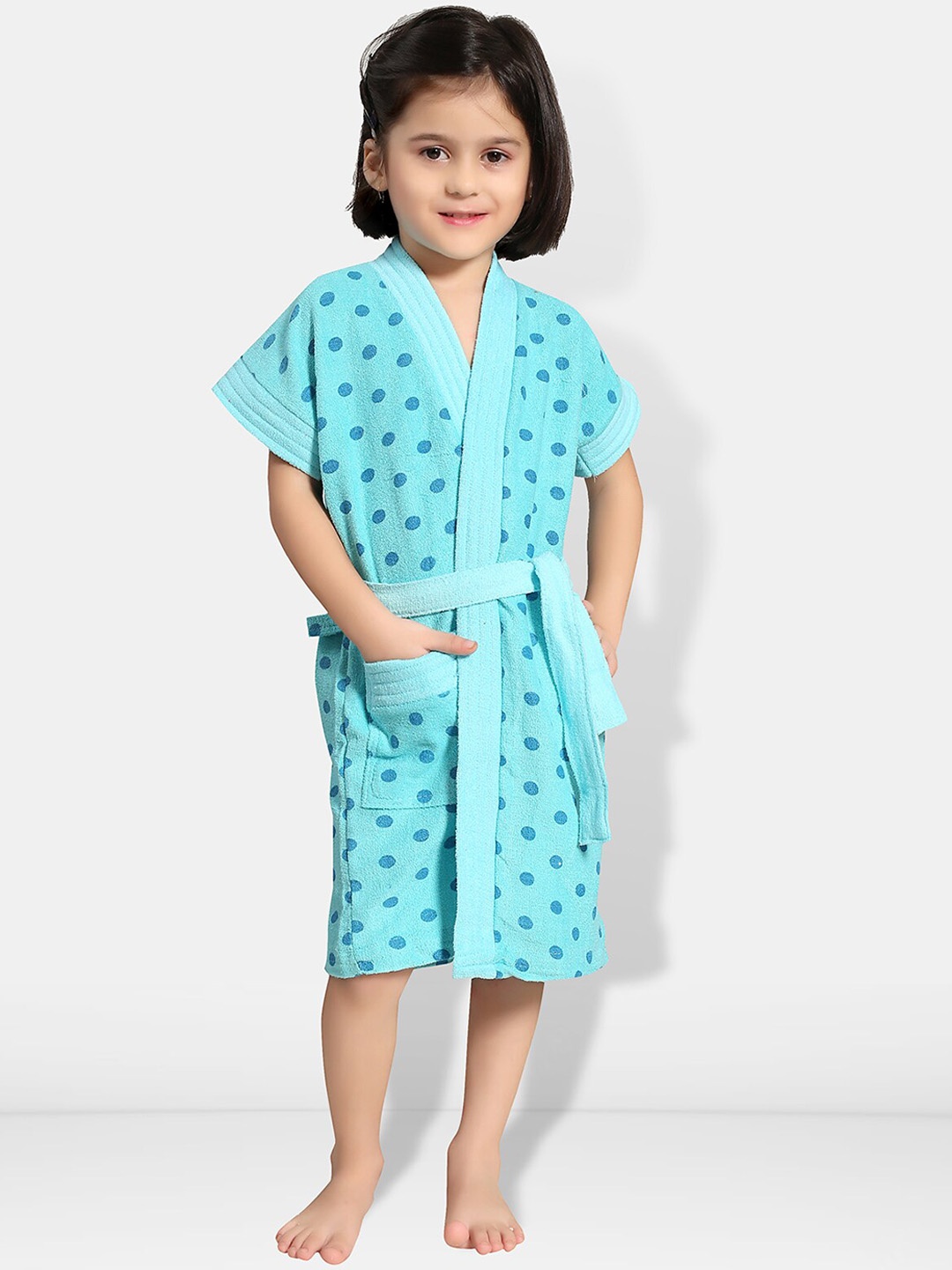 

Be You Kids Printed Terry Cotton Water Absorbent Bath Robe With Belt, Blue