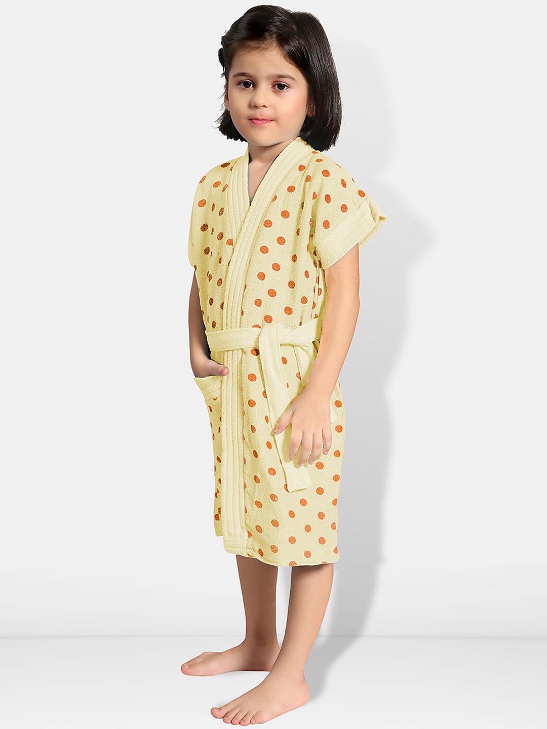 

Be You Kids Printed Terry Cotton Water Absorbent Bath Robe With Belt, Beige