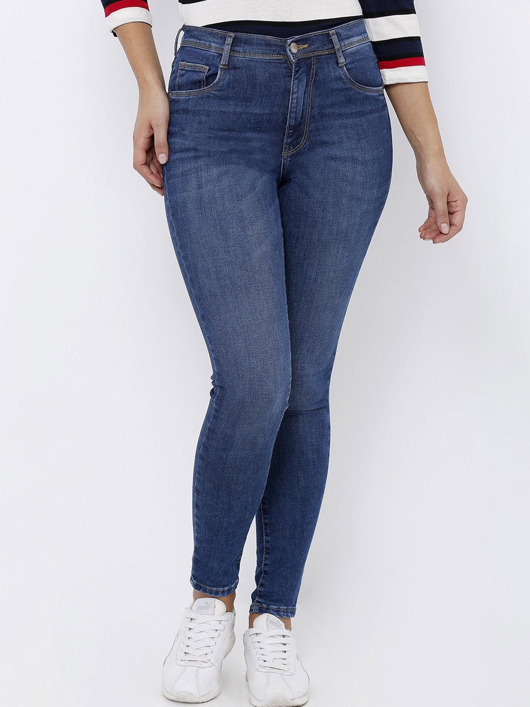 

Kraus Jeans Women Skinny Fit High-Rise Light Fade Jeans, Blue