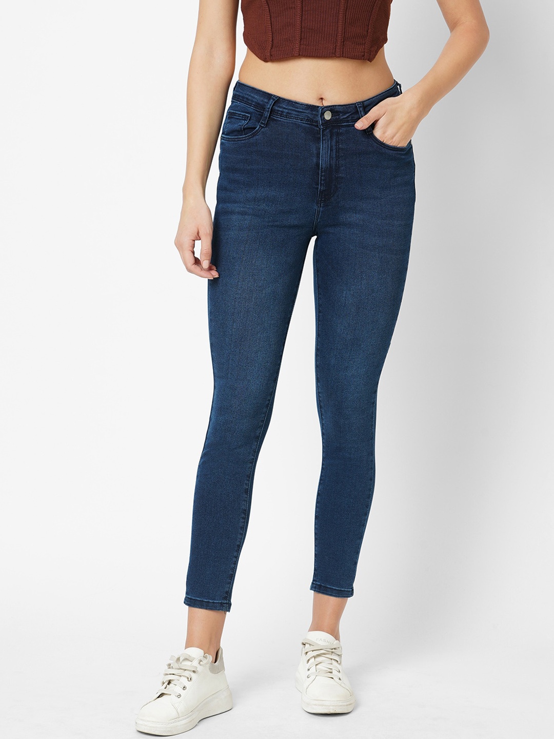 

Kraus Jeans Women Skinny Fit High-Rise Light Fade Jeans, Blue