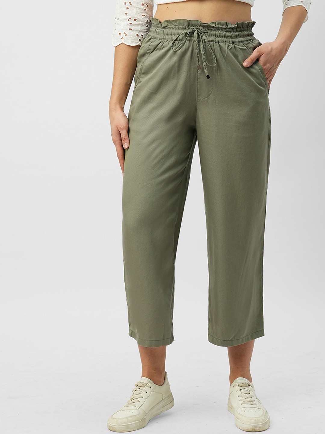 

Kraus Jeans Women Loose Fit High-Rise Culottes, Olive