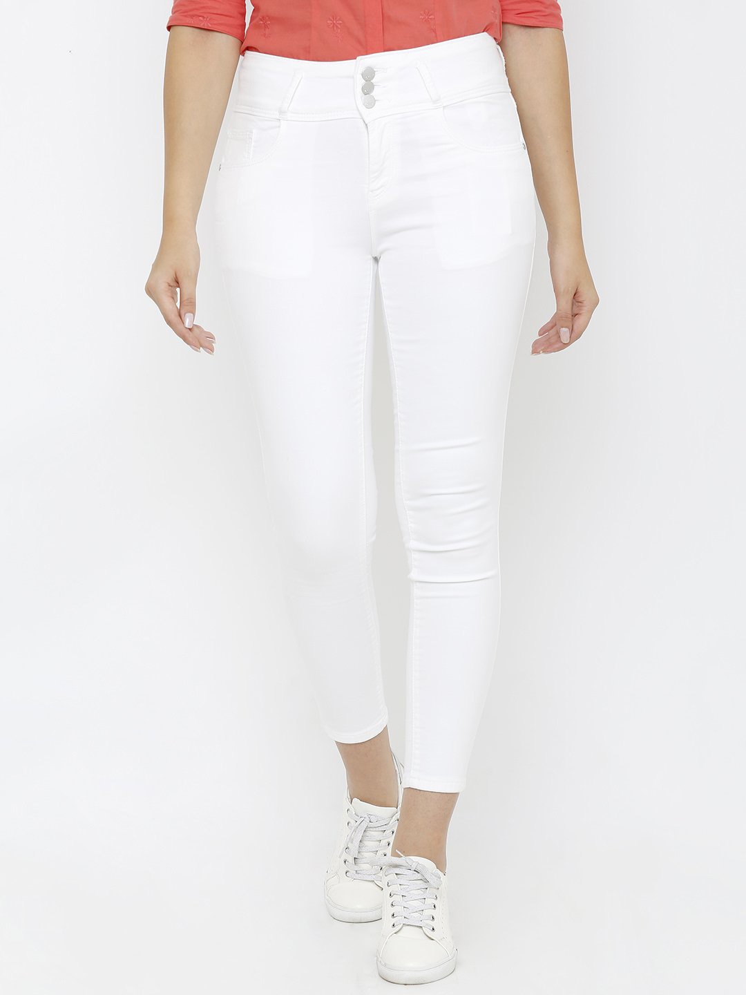 

Kraus Jeans Women Skinny Fit High-Rise Cropped Jeans, White