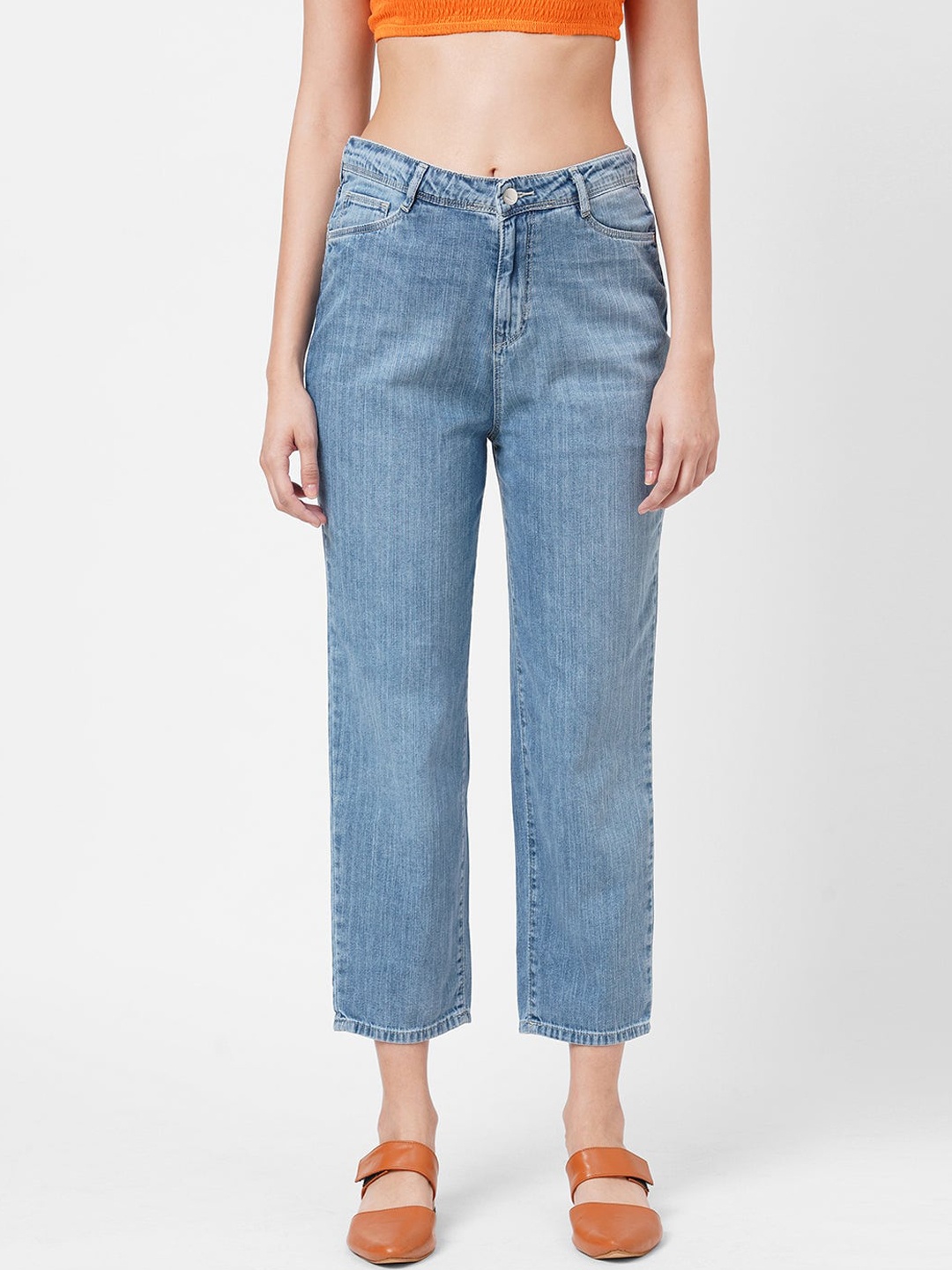 

Kraus Jeans Women Mom Fit High-Rise Cropped Jeans, Blue