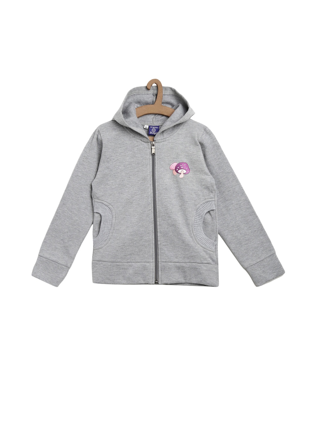 

SWEET ANGEL Unisex Grey Solid Hooded Sweatshirt
