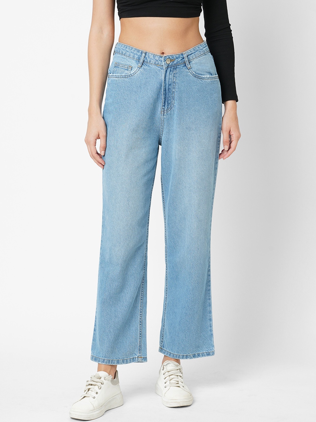 

Kraus Jeans Women Straight Fit High-Rise Light Fade Jeans, Blue