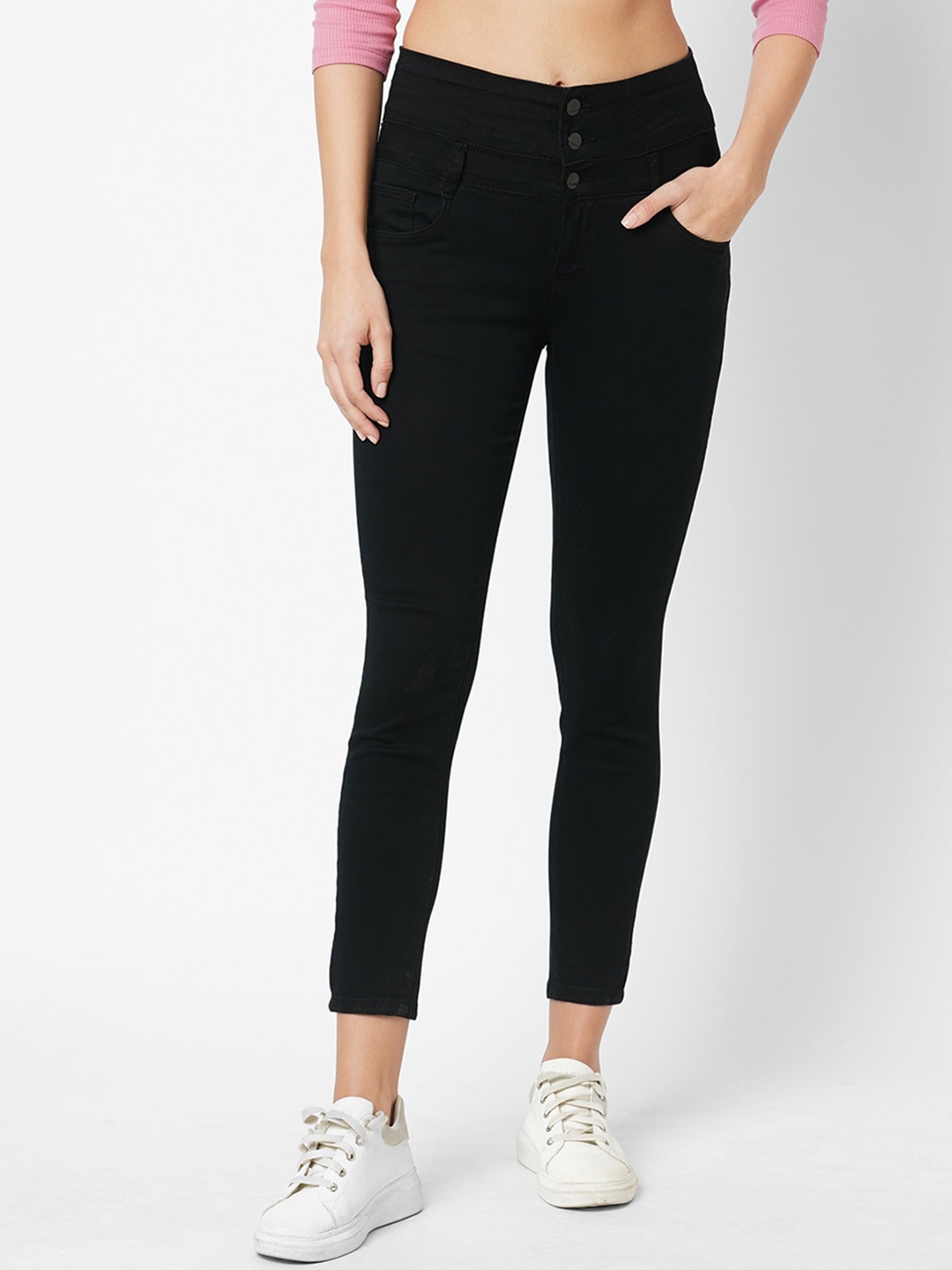 

Kraus Jeans Women High-Rise Skinny Fit Jeans, Black