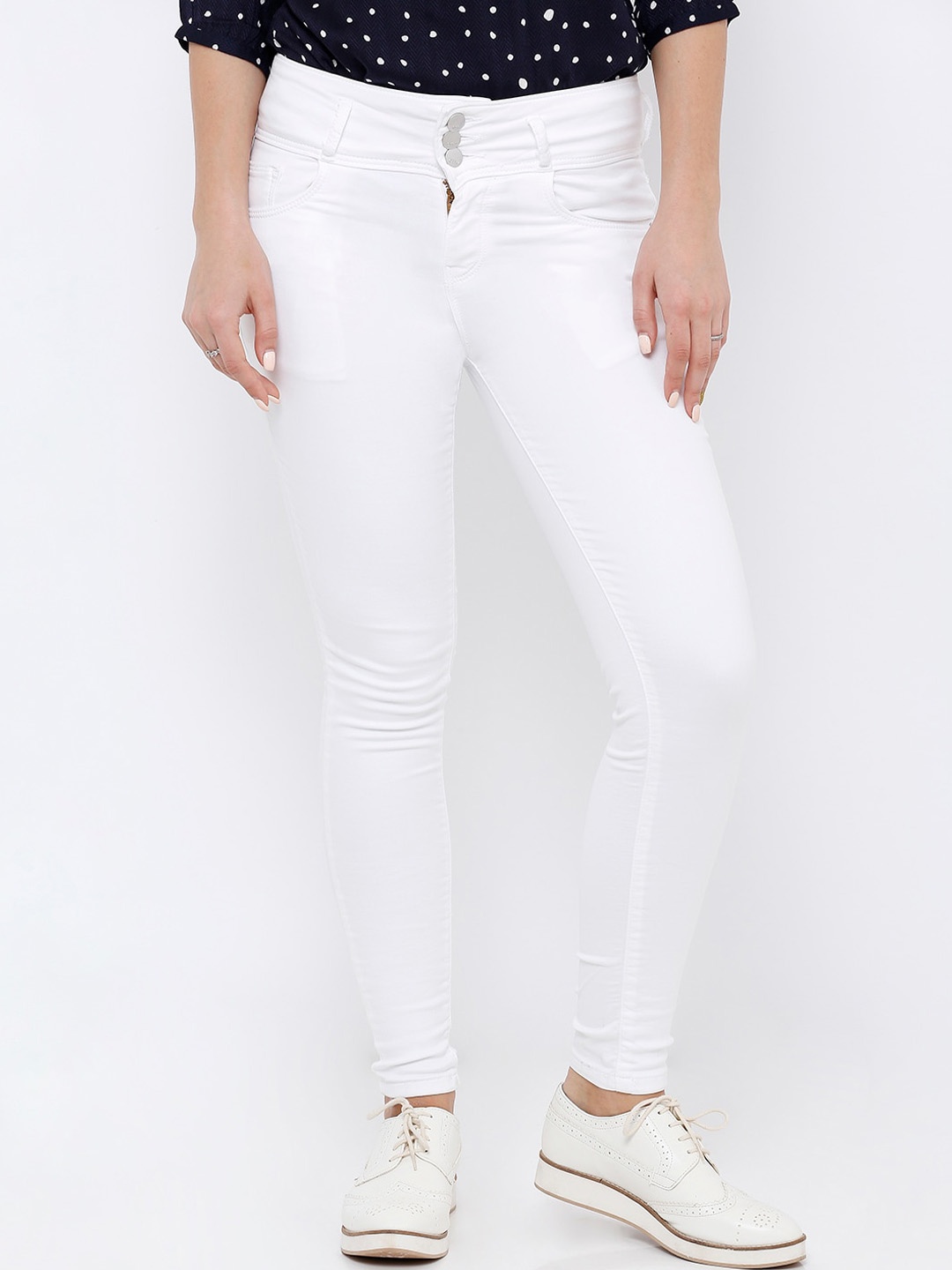 

Kraus Jeans Women Skinny Fit High-Rise Clean Look Jeans, White