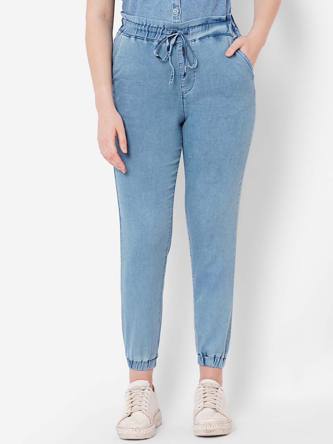 

Kraus Jeans Women Drawstring High-Rise Joggers, Blue