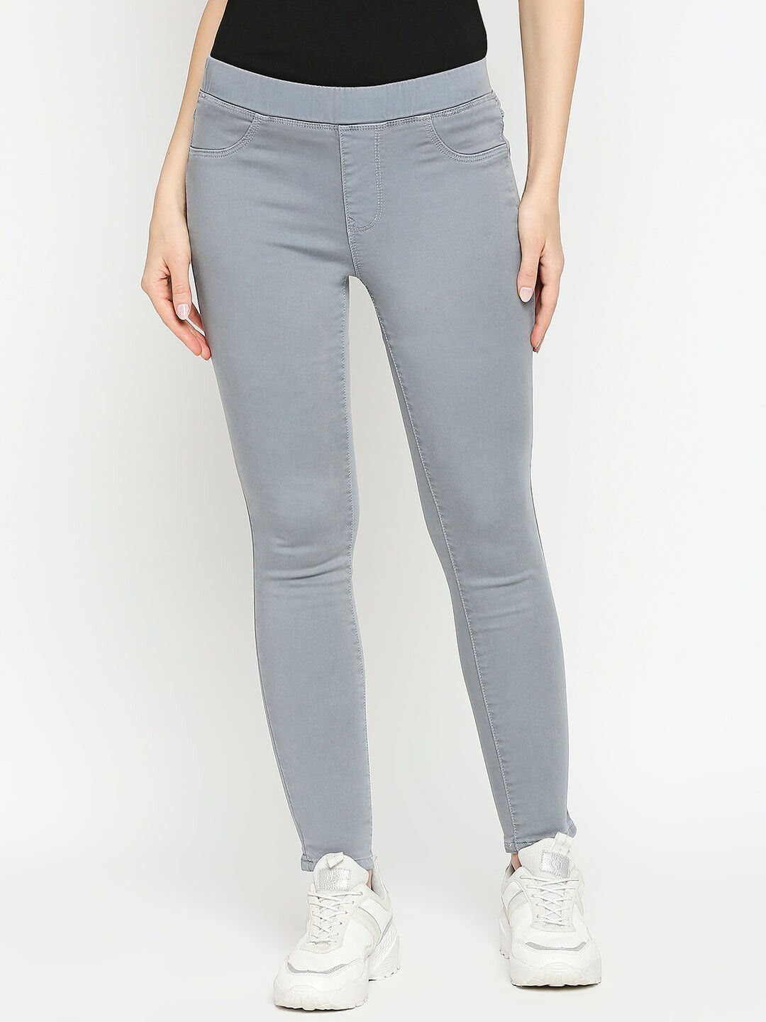 

Kraus Jeans Women Skinny Fit Jeggings, Grey