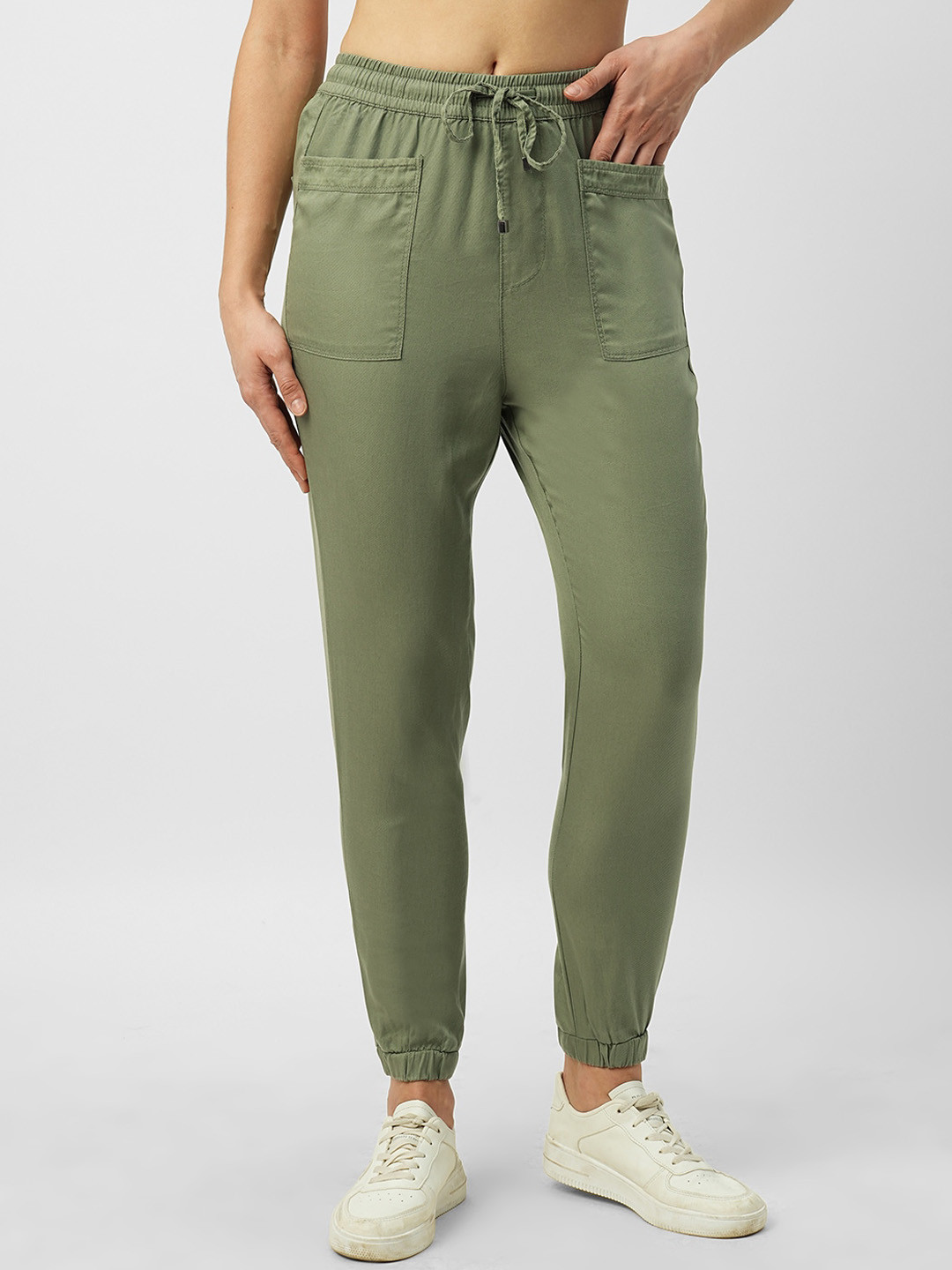 

Kraus Jeans Women Loose Fit High-Rise Joggers, Olive