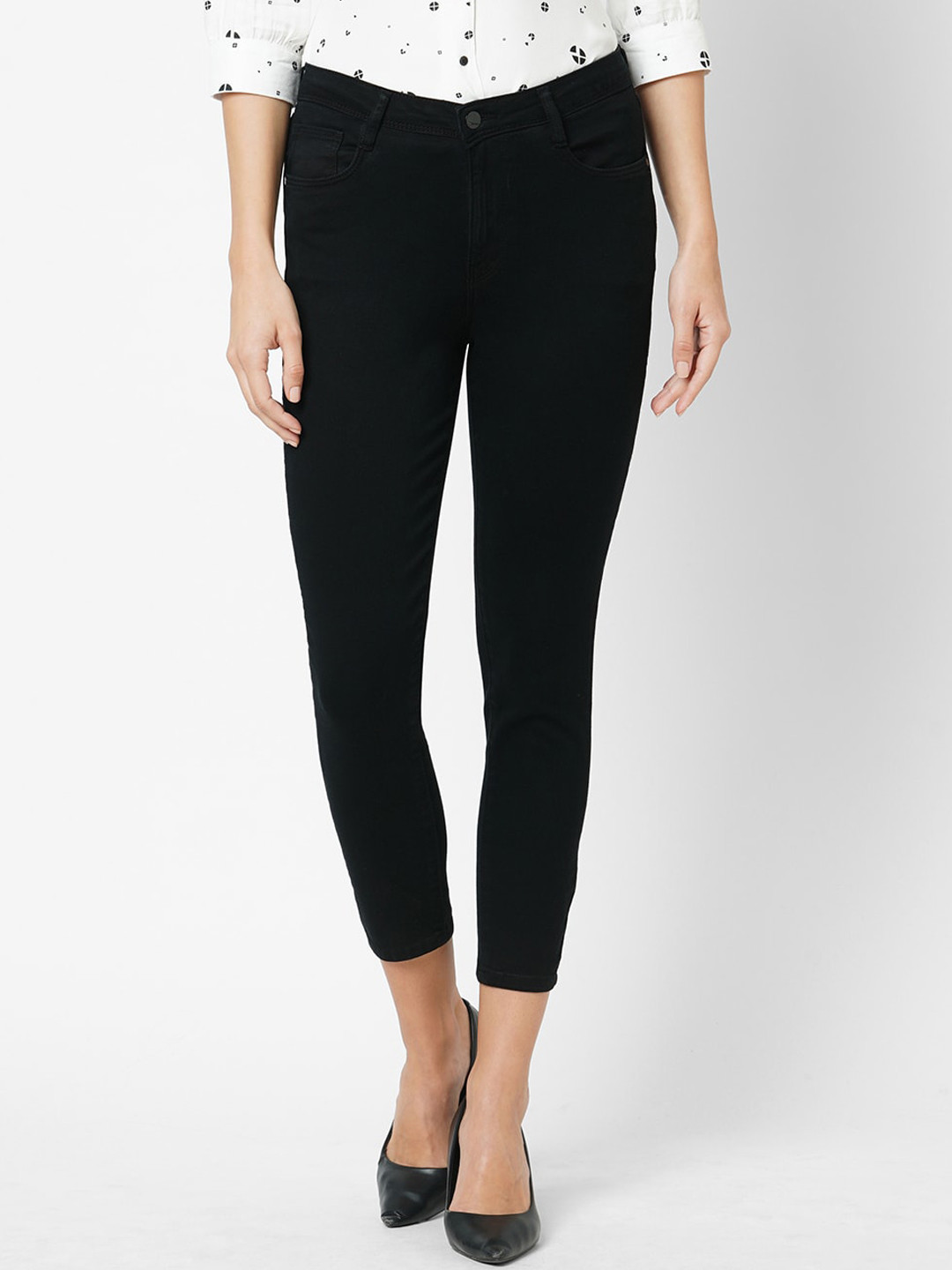 

Kraus Jeans Women Skinny Fit Mid-Rise Clean Look Jeans, Black