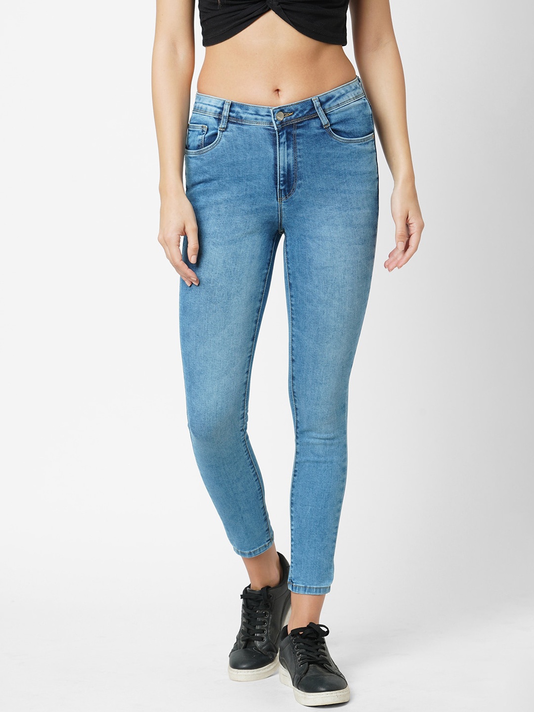 

Kraus Jeans Women Skinny Fit Mid-Rise Light Fade Jeans, Blue