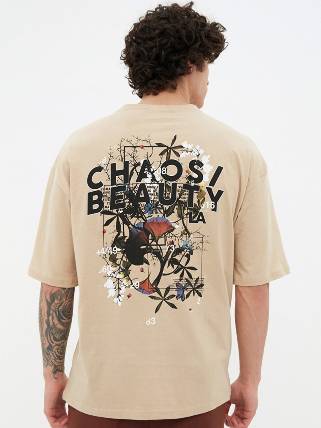 

Trendyol Graphic Printed Round Neck Pure Cotton T-shirt, Beige