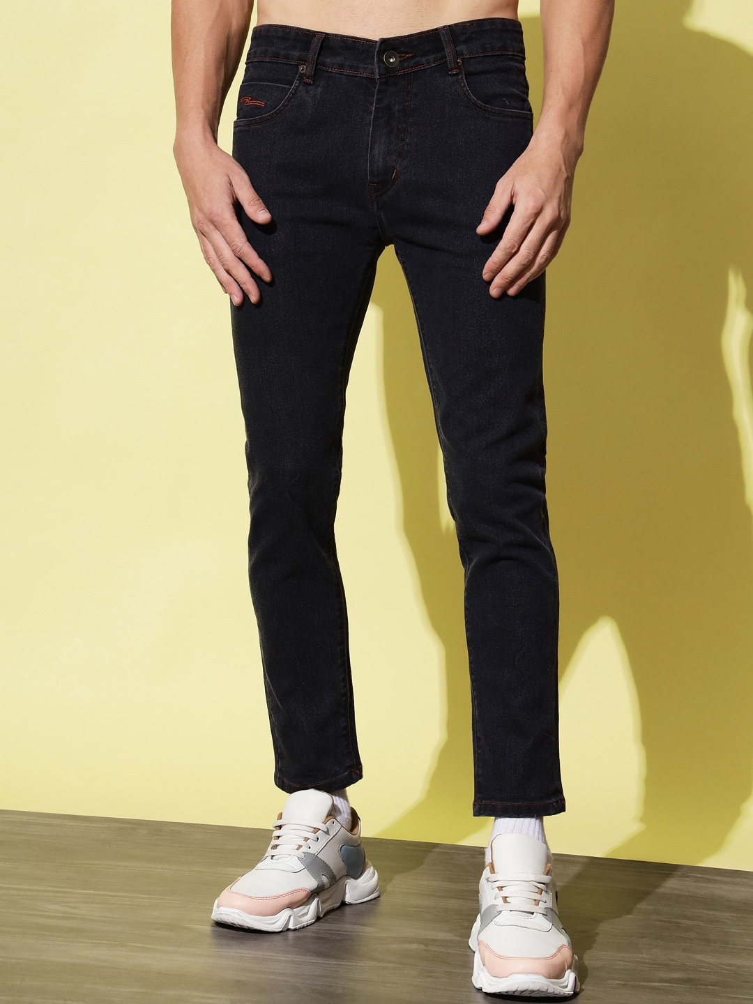 

UNITED DENIM Men Mid Rise Slim Fit Stretchable Cotton Jeans, Black