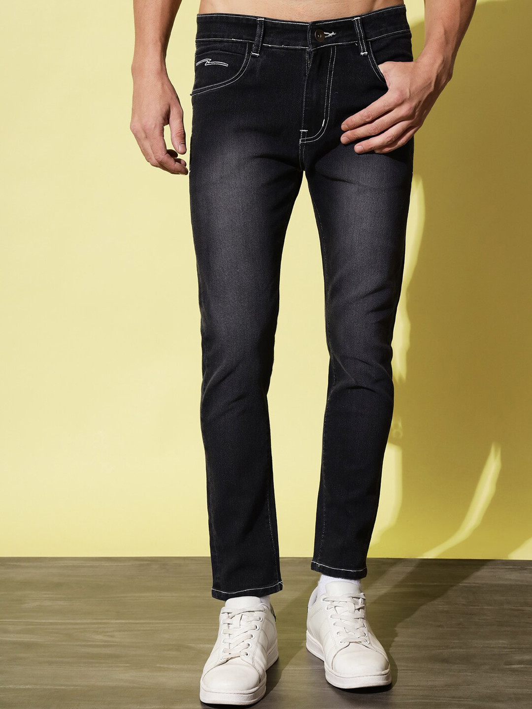 

UNITED DENIM Men Mid Rise Slim Fit Stretchable Cotton Jeans, Grey
