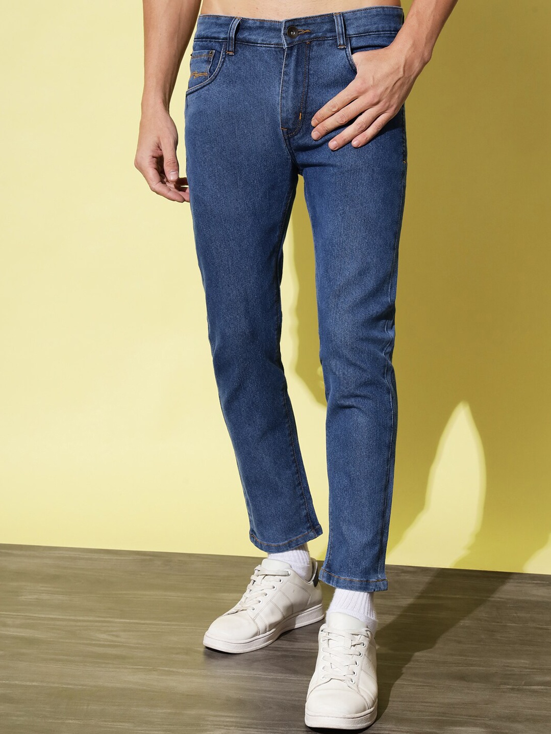

UNITED DENIM Men Mid Rise Light Fade Slim Fit Stretchable Cotton Jeans, Blue