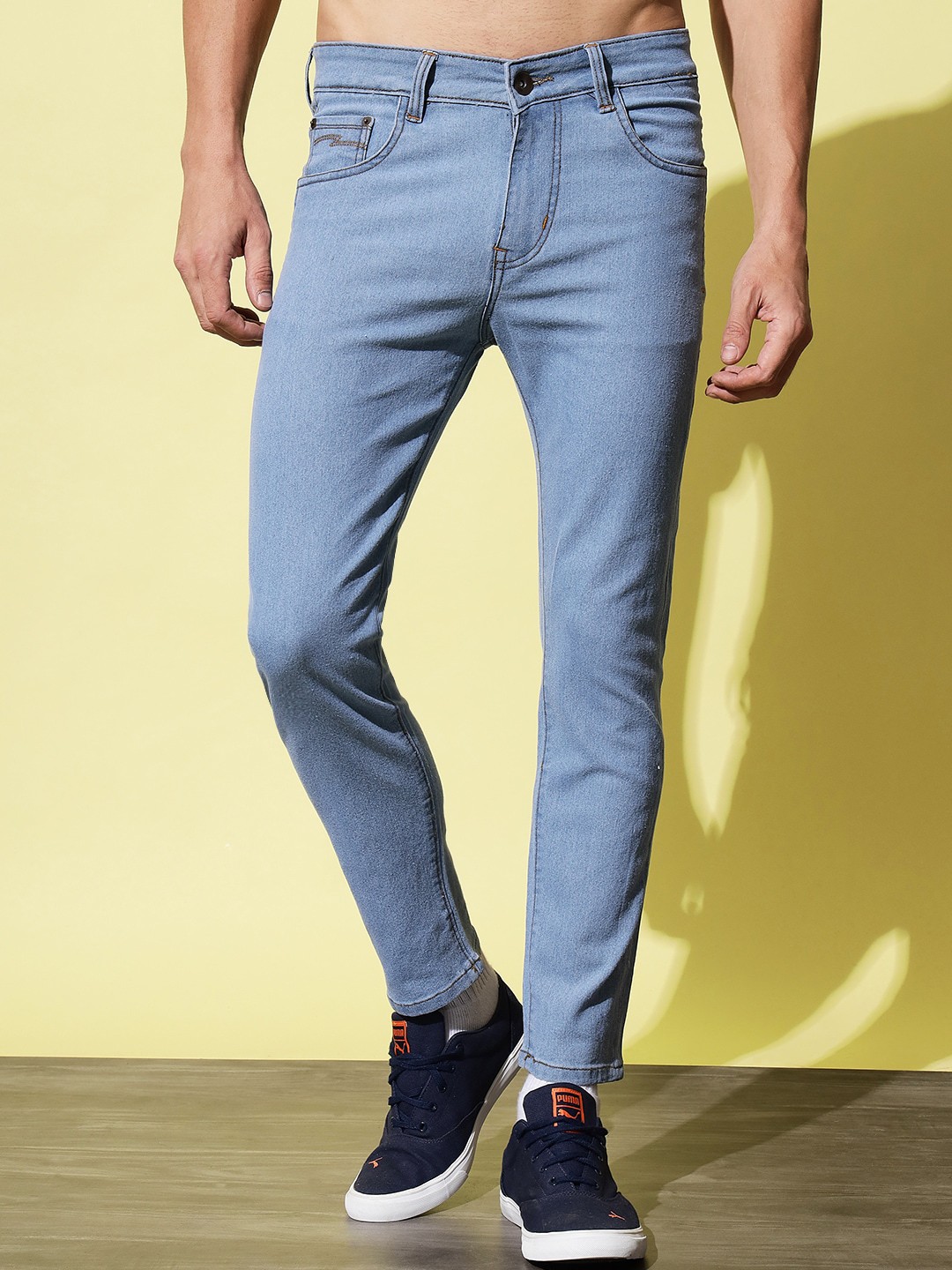 

UNITED DENIM Men Mid Rise Slim Fit Stretchable Cotton Jeans, Blue