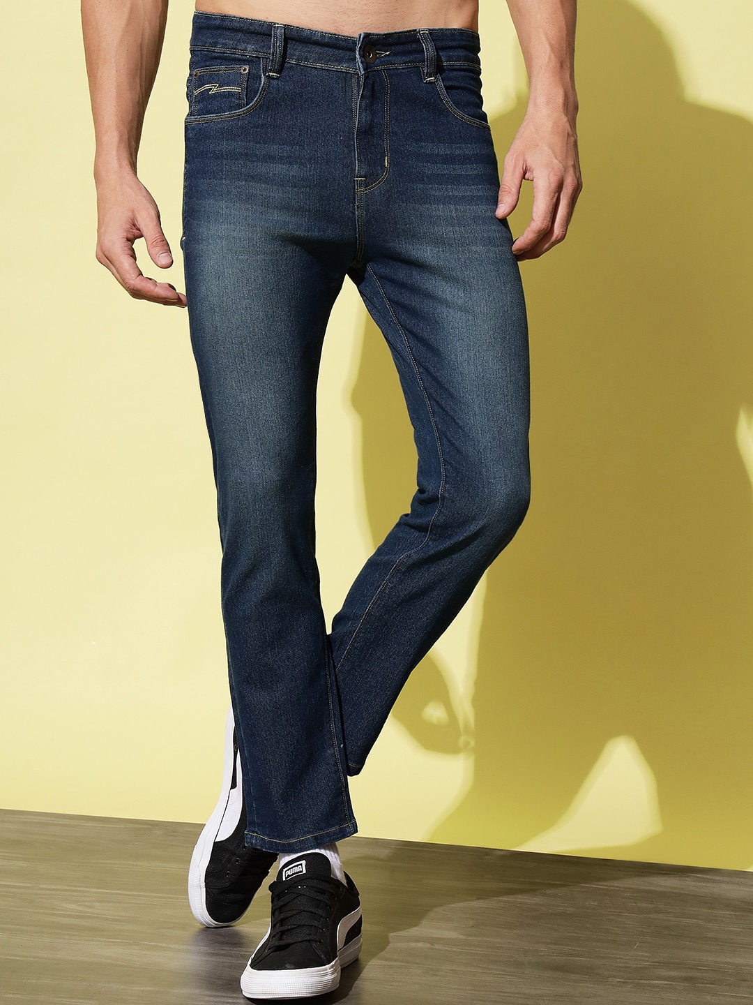 

UNITED DENIM Men Slim Fit Light Fade Stretchable Cotton Jeans, Blue