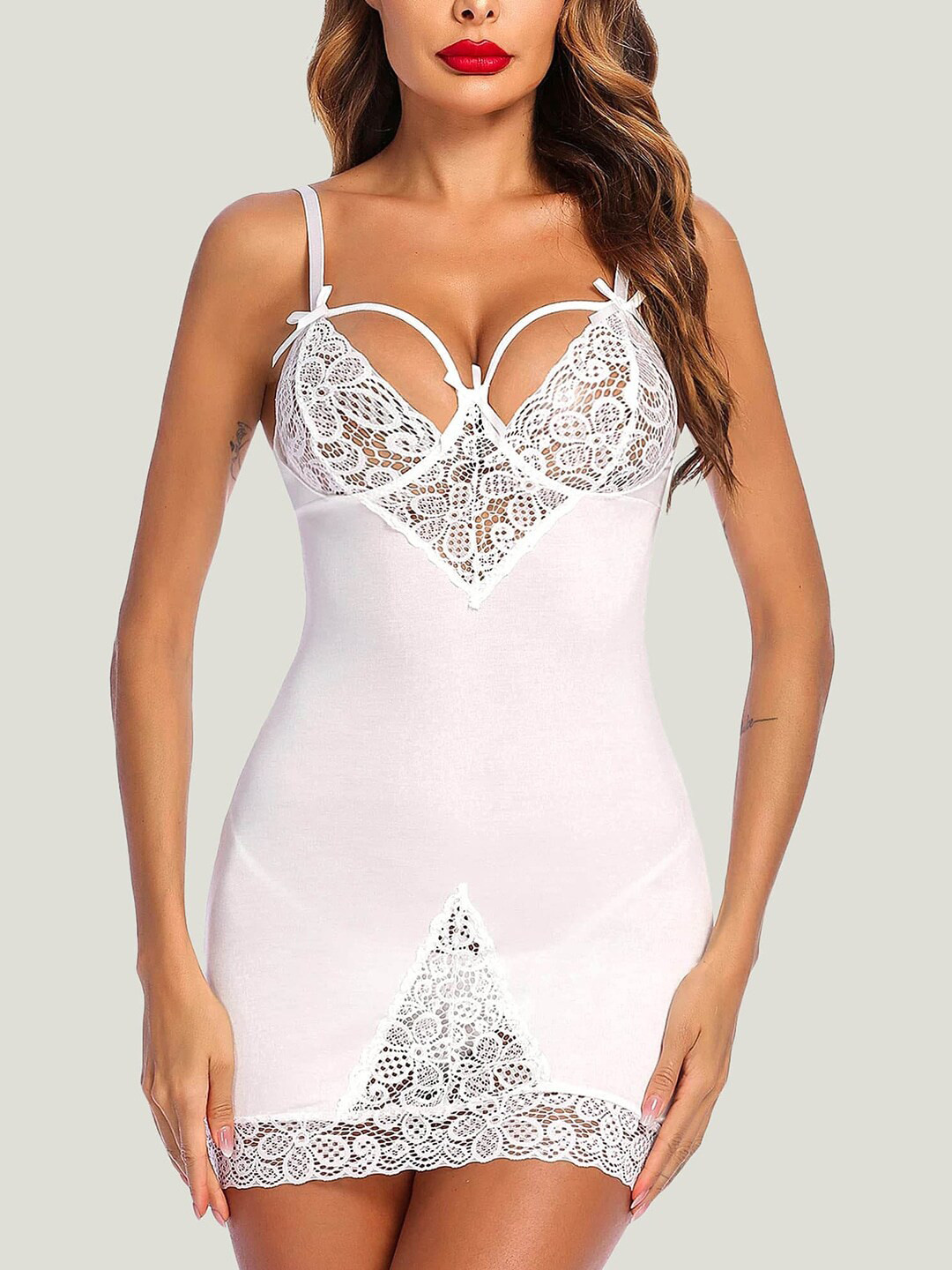 

Krelin Self Deign Shoulder Strap Baby Doll, White
