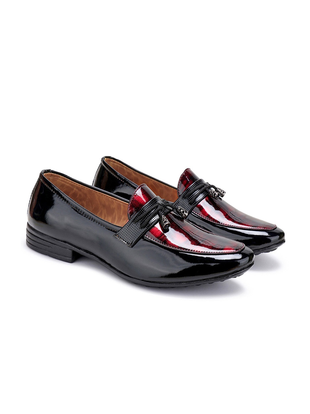 

BERSACHE Men Slip On Textured Loafers, Red