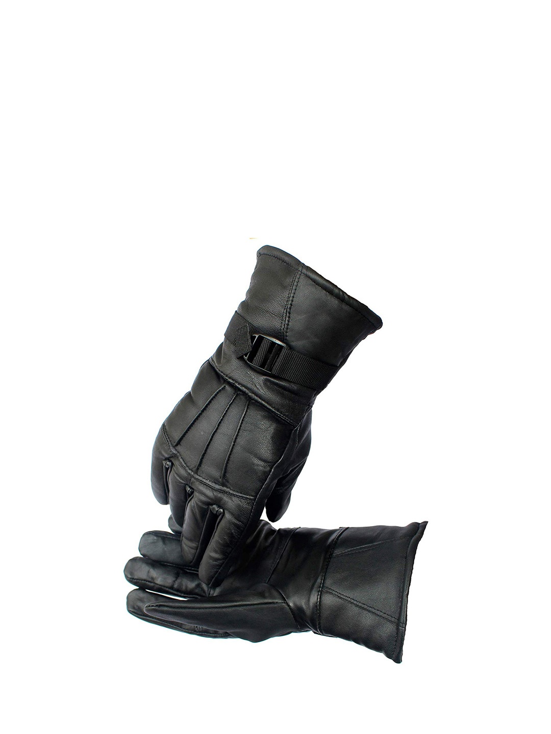 

Alexvyan Men Textured Leather Windproof Gloves, Black