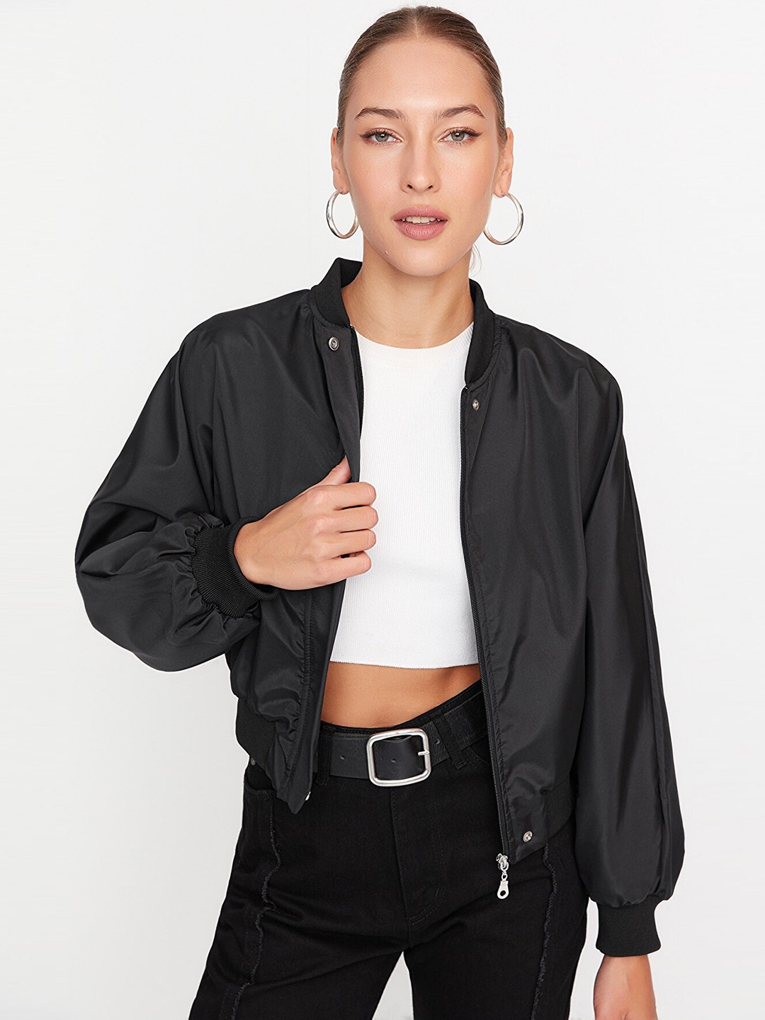 

Trendyol Mock Collar Bomber Jacket, Black