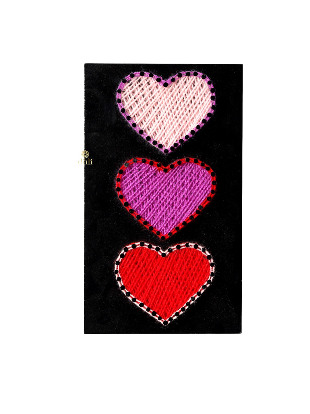 

DULI Black & Pink MDF Wooden Hearts Design String Art Wall Hanging