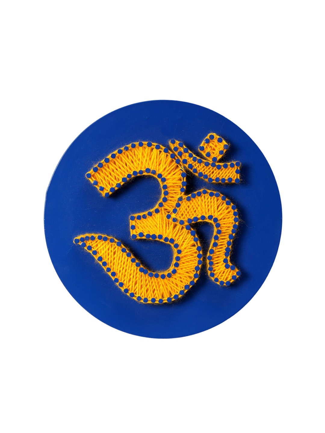 

DULI Blue & Yellow MDF Wooden Om String Art Wall Hanging