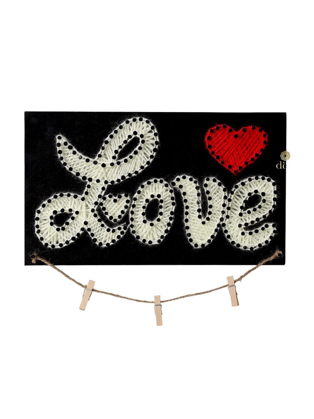 

DULI Black & White MDF Wooden Love Design String Art Wall Hanging