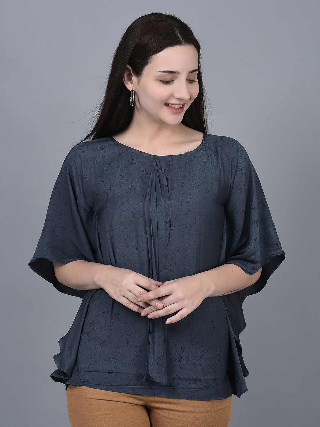 

CANOE Round Neck Kimono Sleeves Regular Top, Navy blue