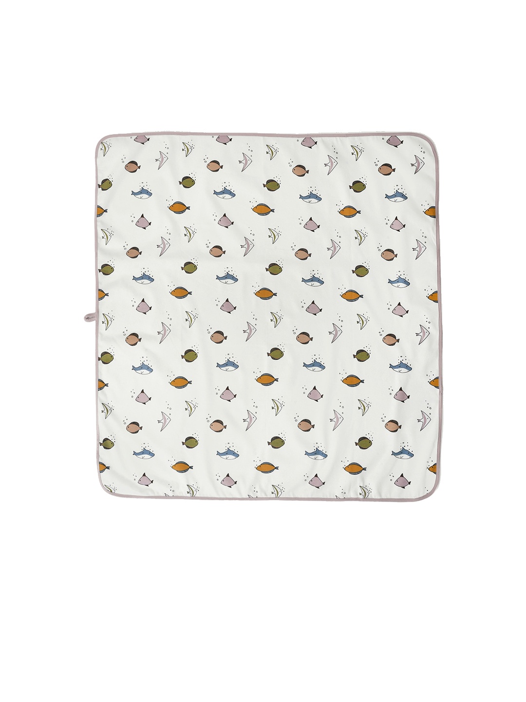 

MiArcus White & Pink Printed Pure Cotton Mattress Protector