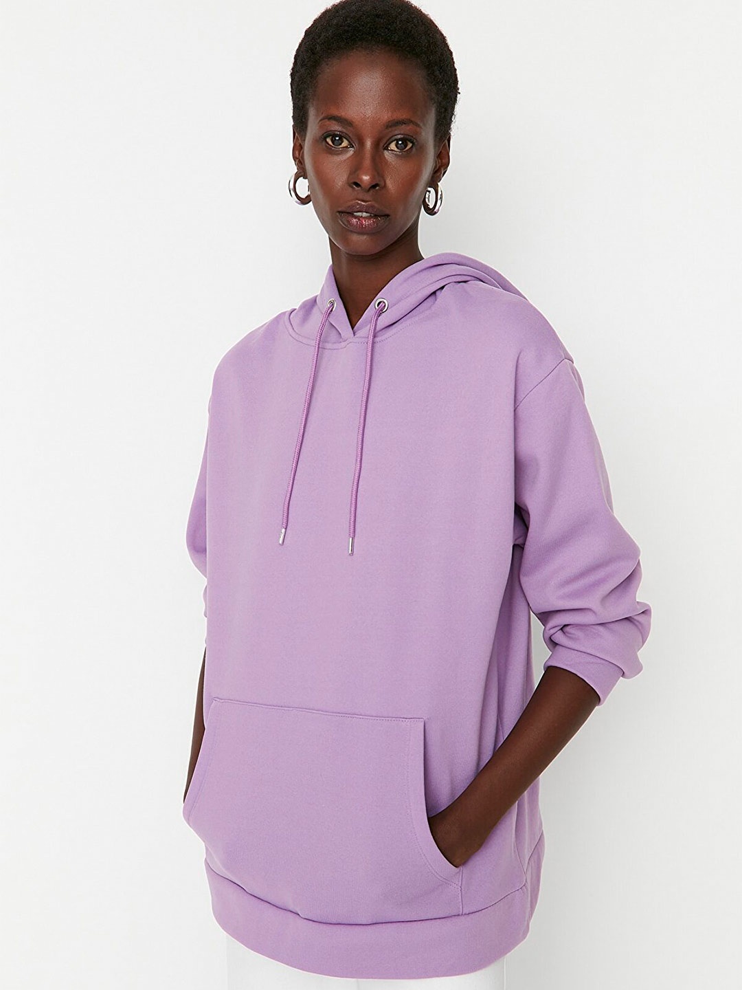 

Trendyol Long Sleeves Hooded Regular Sweatshirt, Lavender